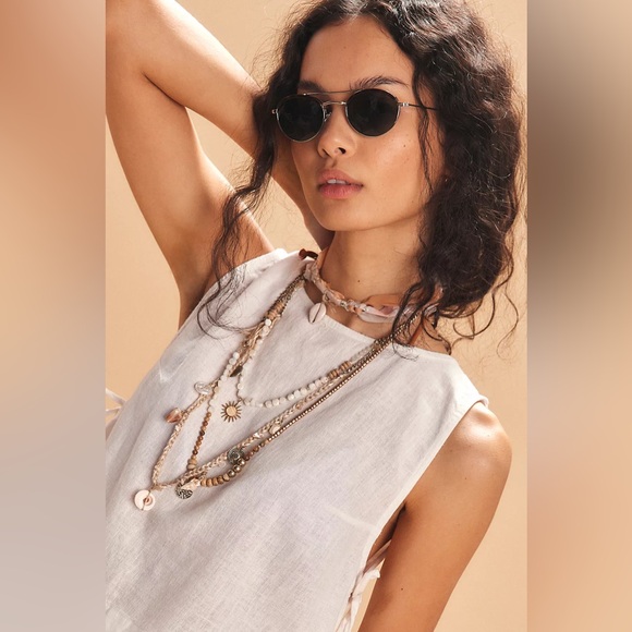 Free People Retro Bohemian Bradley Tortoise Round Aviator Sunglasses - Picture 8 of 9